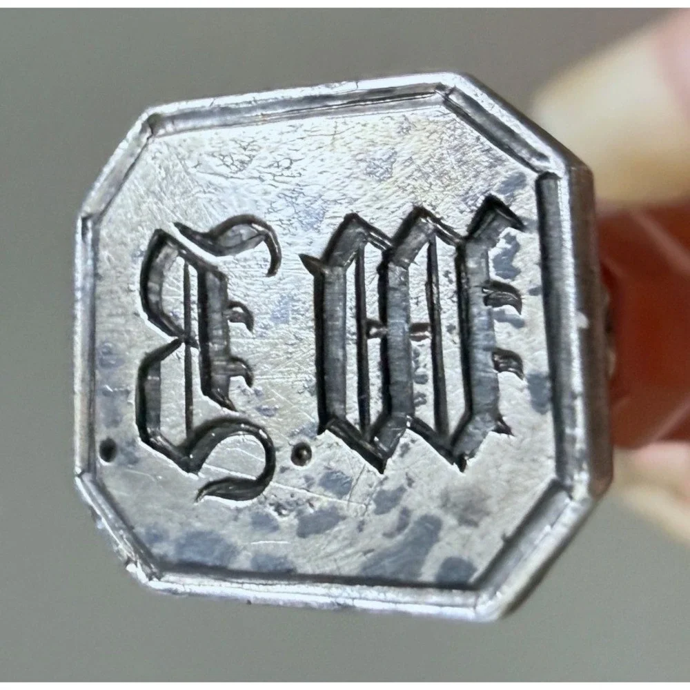 Antique Victorian 1890's Banded Agate Carnelian Stamp Silver 2.5